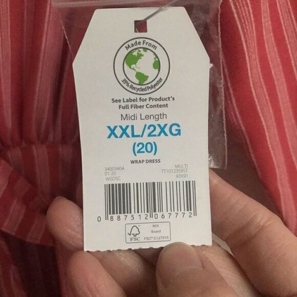 NWT Time and Tru striped wrap midi length dress XXL/20 - Picture 4 of 7